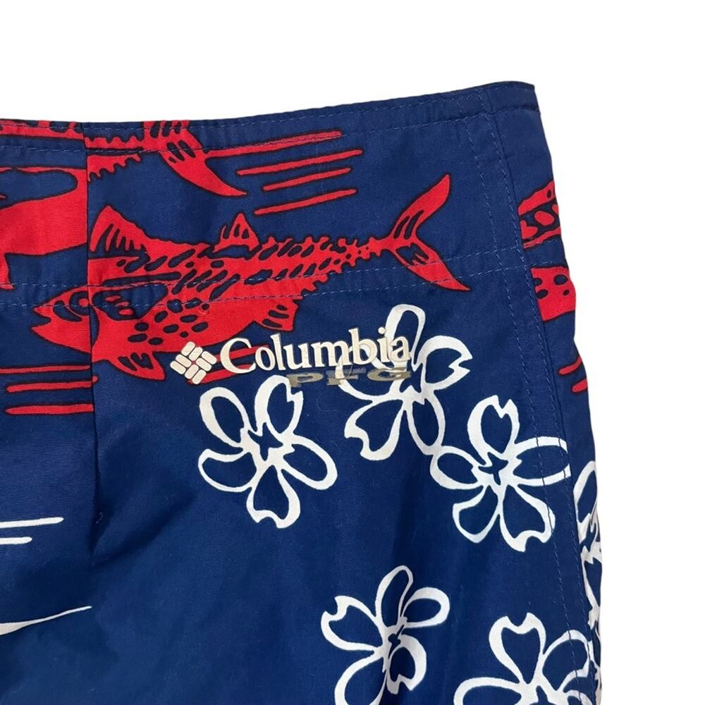 Columbia PFG Swim Trunks Board Shorts Mens 42 Red White Blue Hawaiian Fish - Picture 4 of 11